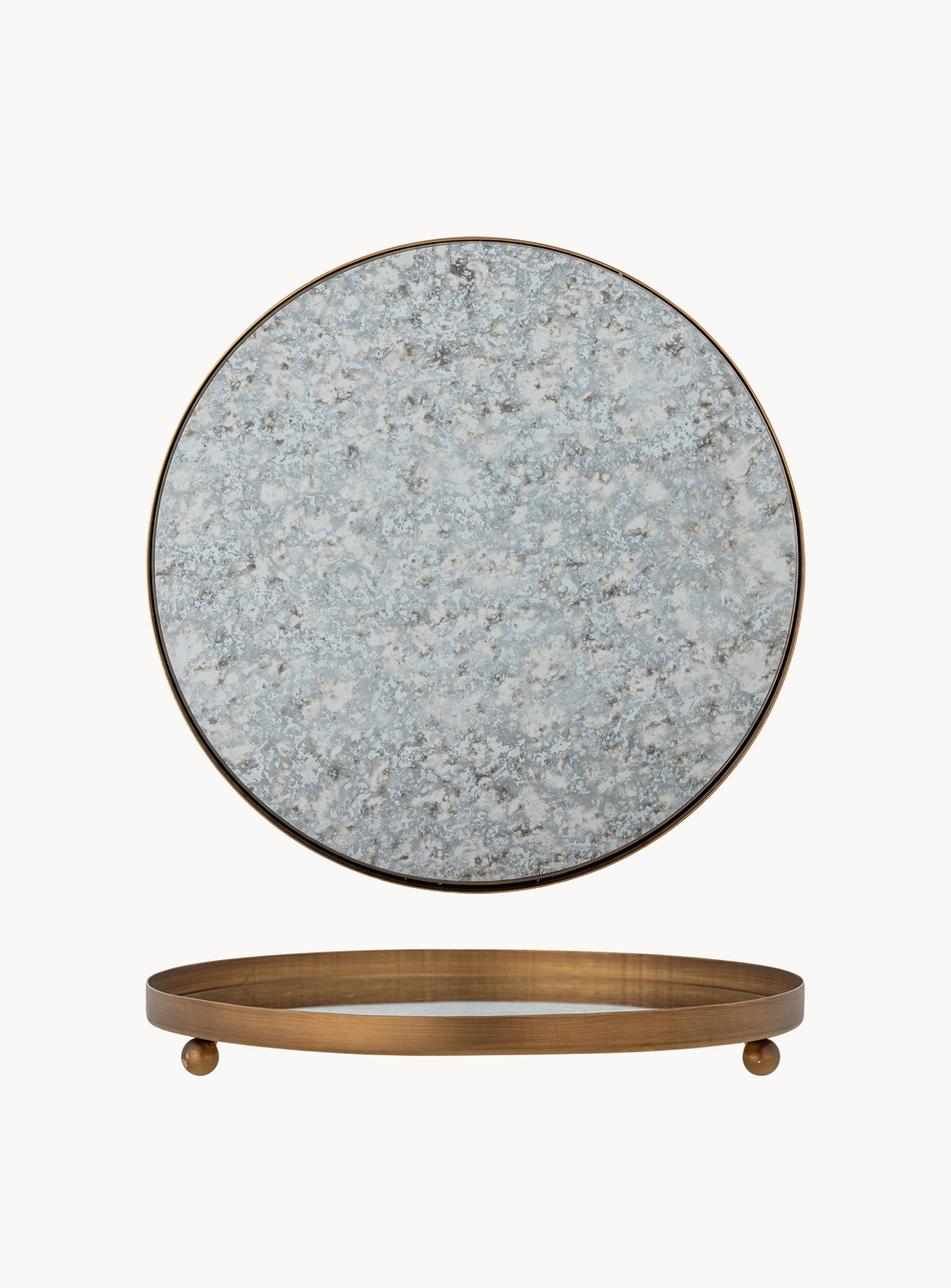 Rundes Goldtablett aus Metall mit Spiegeleffekt