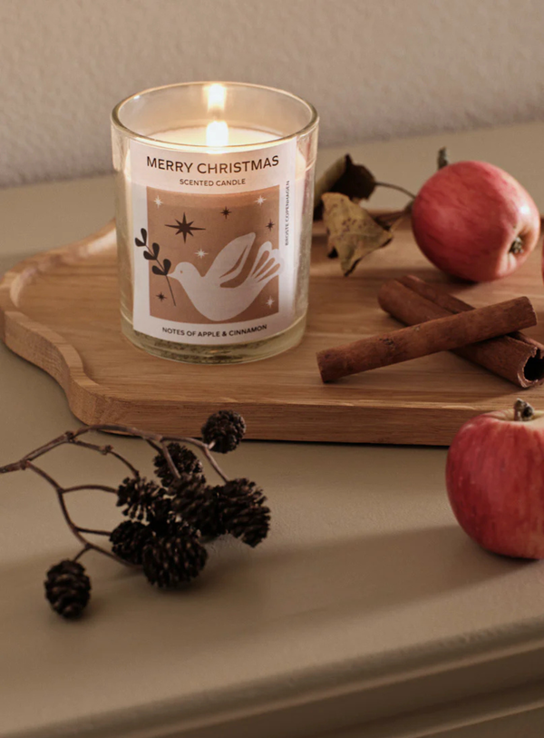 Duftkerze Merry Christmas aus Sojawachs in Weiß