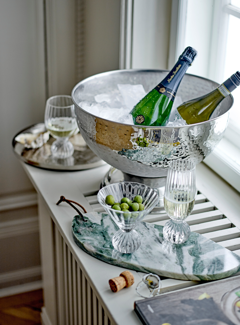 Silberne Champagnerschale aus Edelstahl