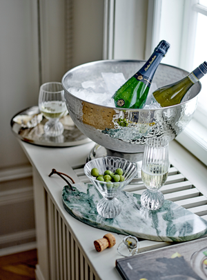 Silberne Champagnerschale aus Edelstahl