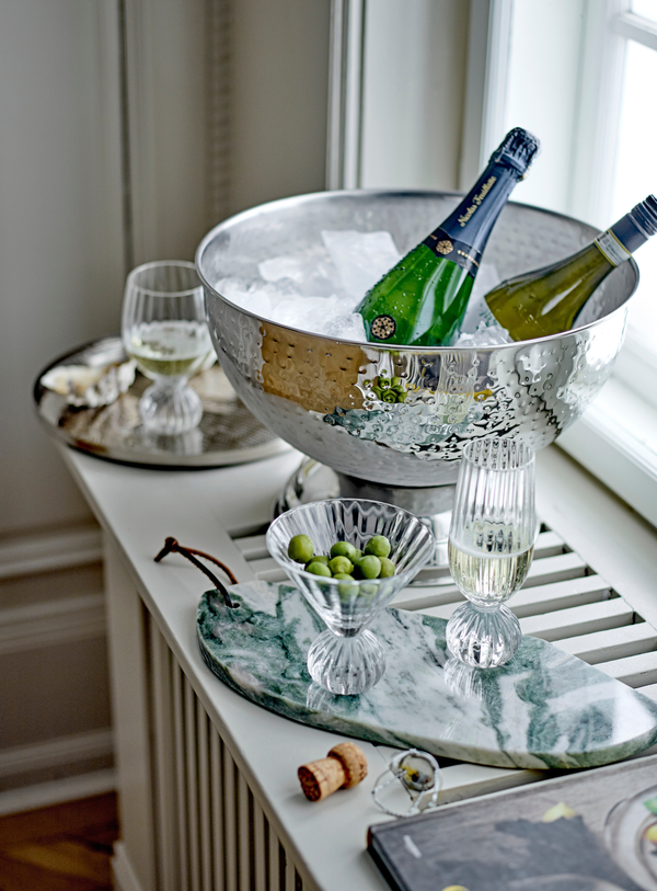 Silberne Champagnerschale aus Edelstahl