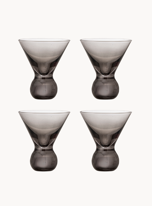 Graue Cocktailgläser aus Glas (4er-Set)