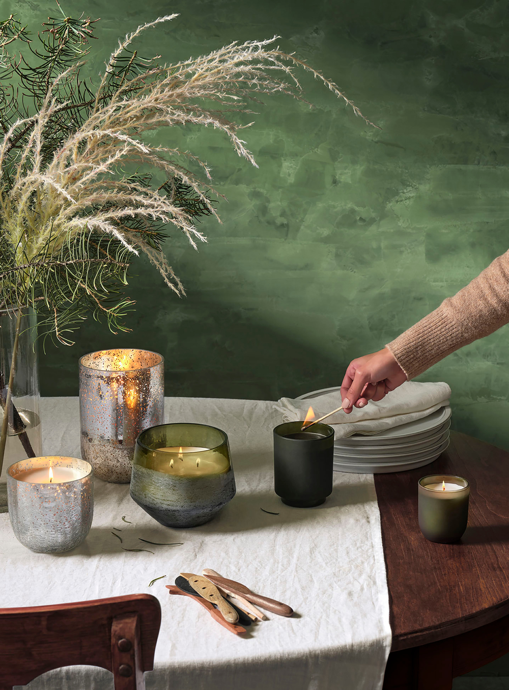 Balsam & Cedar Duftkerze in Grün im Crackle-Glas