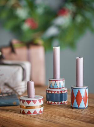 Kerzenhalter in bunt aus Steingut