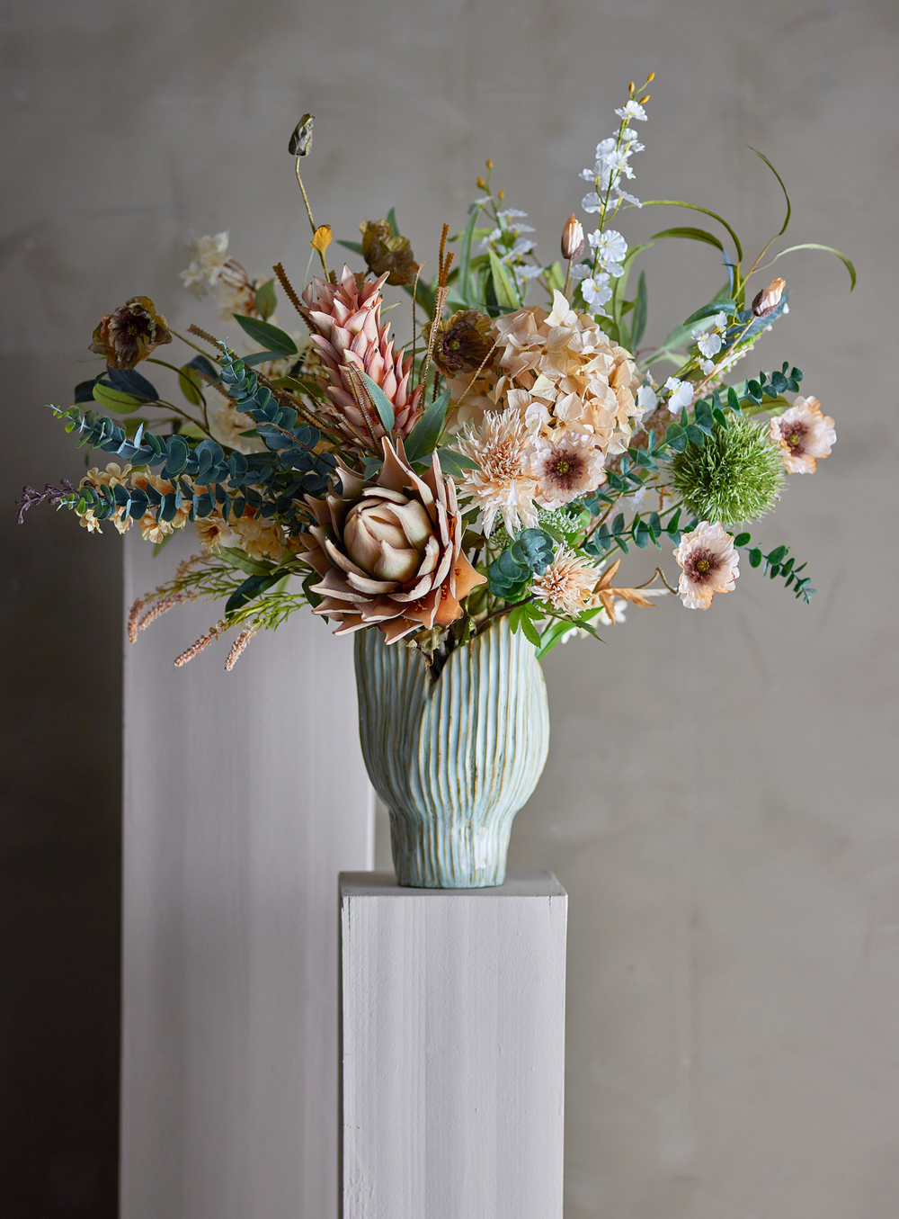 Künstlicher Hortensienstiel in Cremeweiß