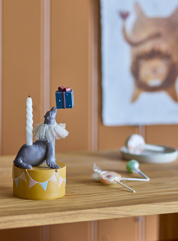 Bunter Seelöwen-Kerzenhalter für Kindergeburtstage