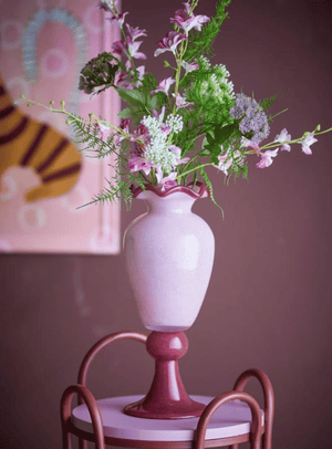 Vase in Rosa aus Glas