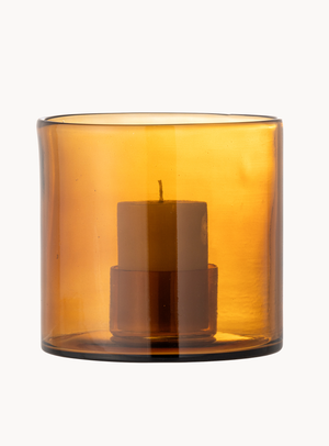 Eleganter Kerzenhalter in Braun aus recyceltem Glas