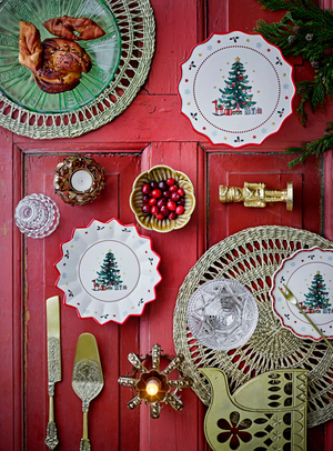 Weihnachts-Teller in rot aus Keramik