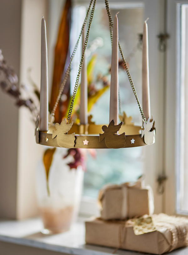 Adventskerzenständer in Gold aus Metall