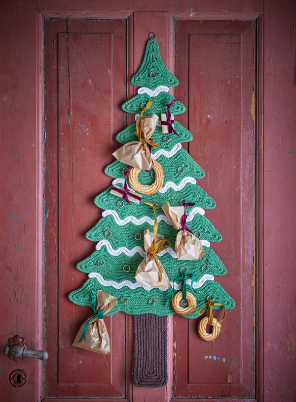 Weihnachtsbaum-Adventskalender in grün aus Baumwolle