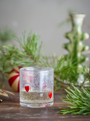 Trinkglas mit Herzen & Blaseneffekt