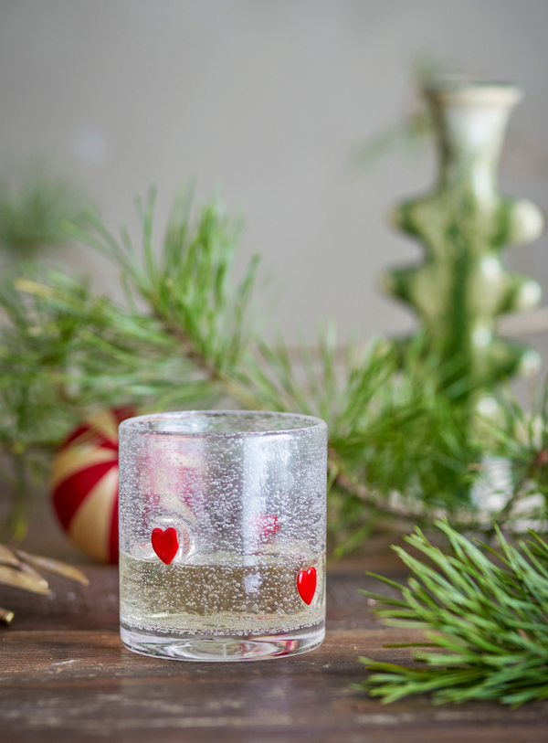 Trinkglas mit Herzen & Blaseneffekt