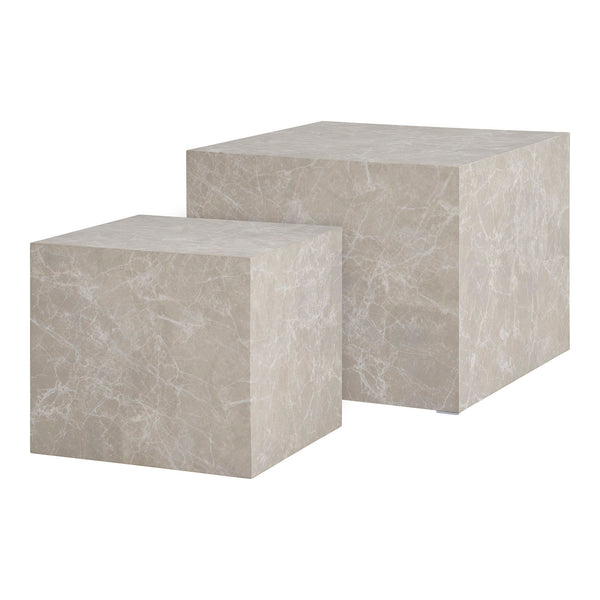 Prague Couchtisch Set im Marmor Look in Beige