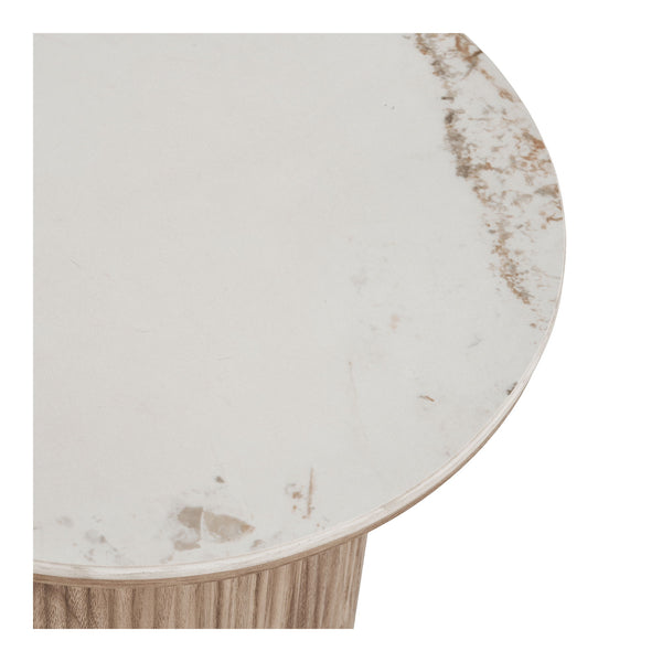 Athens Beistelltisch mit Keramik Tischplatte in Weiß und Dunkelbraun