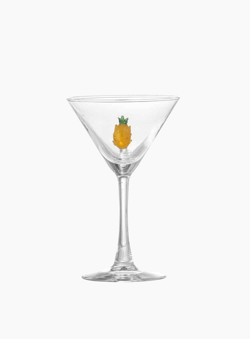 Klares Cocktailglas mit Ananas-Dekor – mundgeblasen