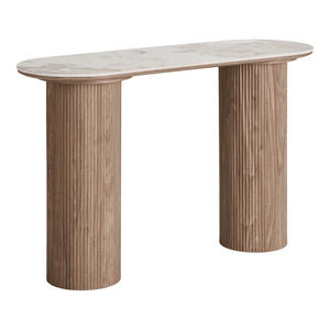 Athens Konsolentisch mit Keramik Tischplatte in Weiß und Dunkelbraun