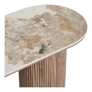 Athens Konsolentisch mit Keramik Tischplatte in Weiß und Dunkelbraun