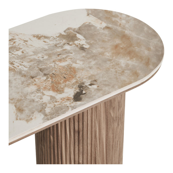 Athens Konsolentisch mit Keramik Tischplatte in Weiß und Dunkelbraun