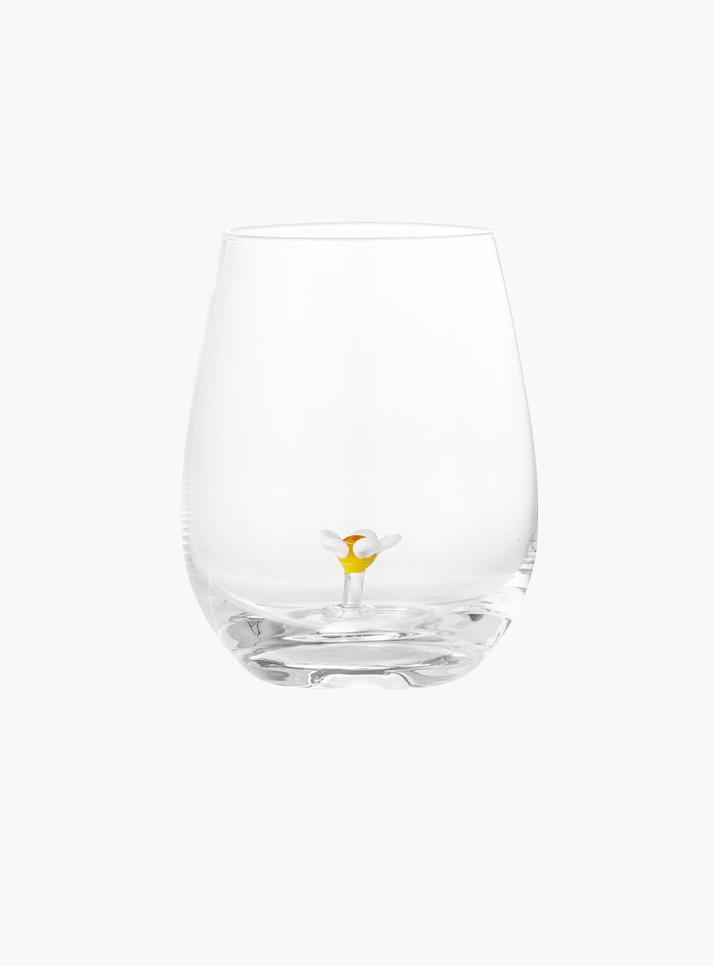 Klares Trinkglas mit Blumen-Dekor – mundgeblasen