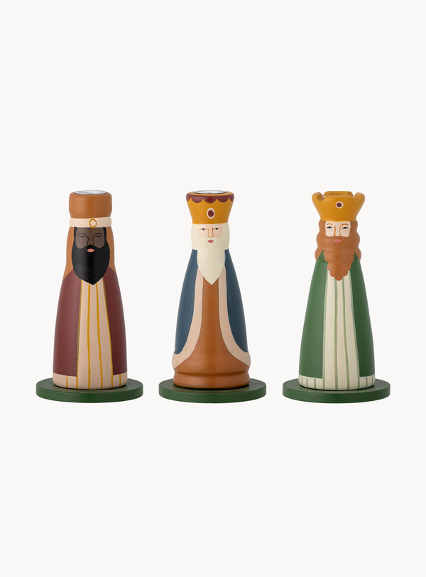 Heiligen Drei Könige Kerzenhalter in bunt aus Buche