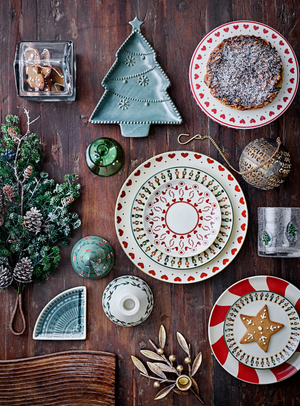 Weihnachtsbaum-Deko in natur aus Steingut