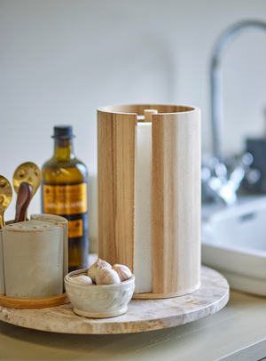 Küchenrollenständer aus Paulownia-Holz in Natur
