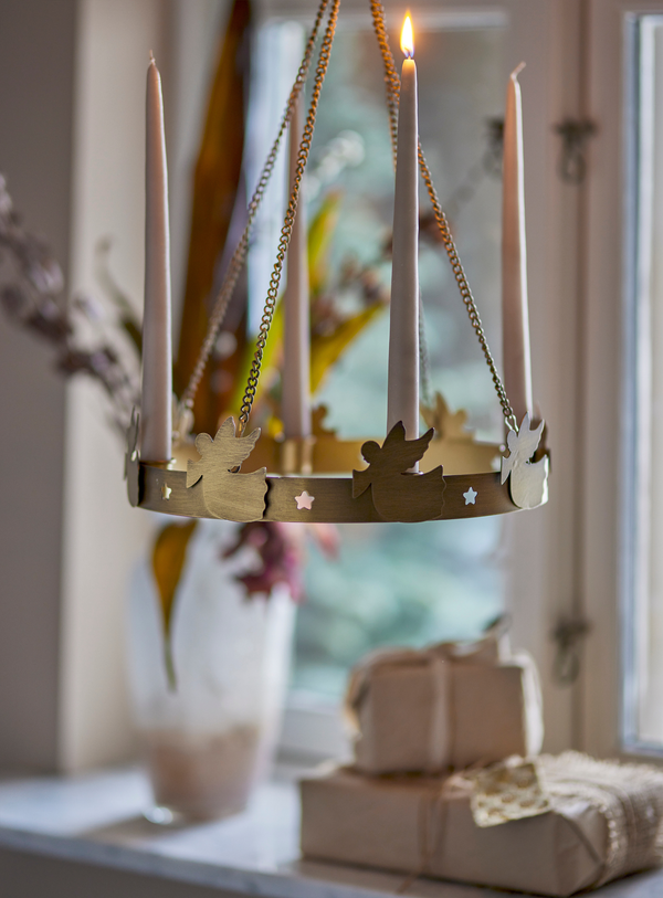 Adventskerzenständer in Gold aus Metall