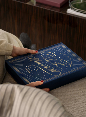 Coffee Table Fotoalbum Last Christmas in Navy mit Goldschrift