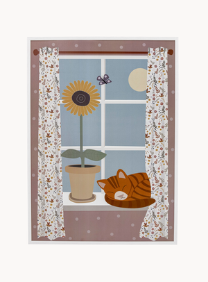 Bunte Kinderzimmer-Illustration im Kiefernrahmen