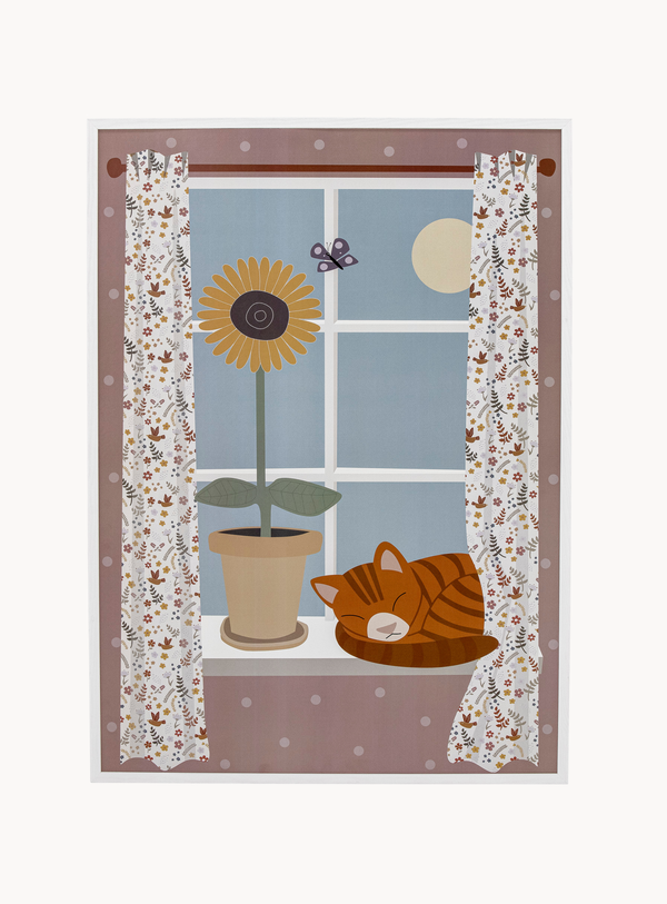 Bunte Kinderzimmer-Illustration im Kiefernrahmen