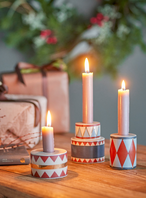 Kerzenhalter in bunt aus Steingut
