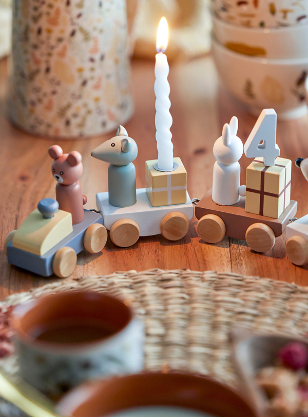 Bunter Geburtstagszug aus FSC®-Holz