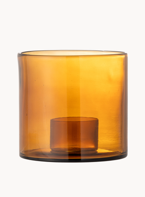 Eleganter Kerzenhalter in Braun aus recyceltem Glas