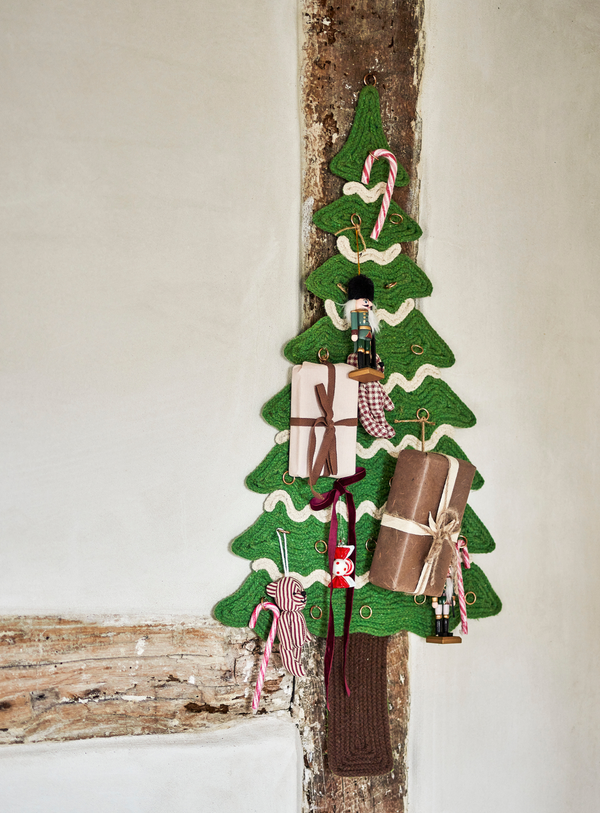 Weihnachtsbaum-Adventskalender in grün aus Baumwolle