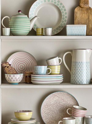 Becher in bunt aus Steingut, 3er-Set