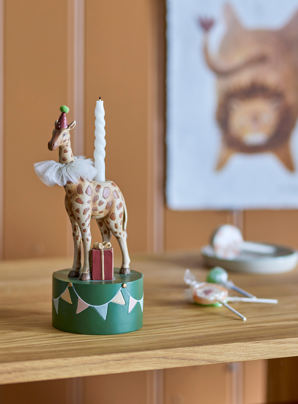 Bunter Giraffen-Kerzenhalter für Kindergeburtstage