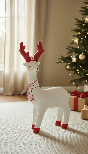 Deko-Hirsch Dolomit weiß/rot