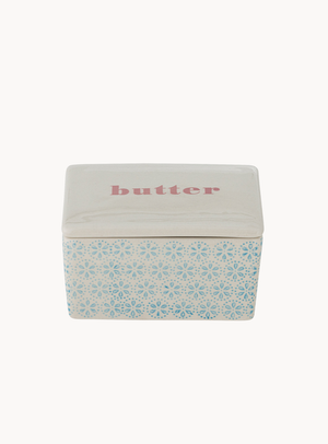 Butterdose in blau aus Steingut