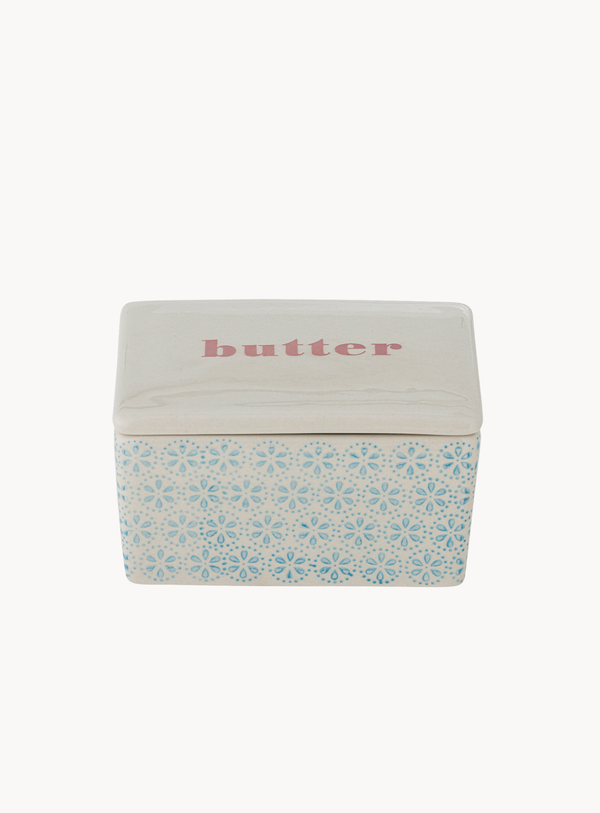 Butterdose in blau aus Steingut