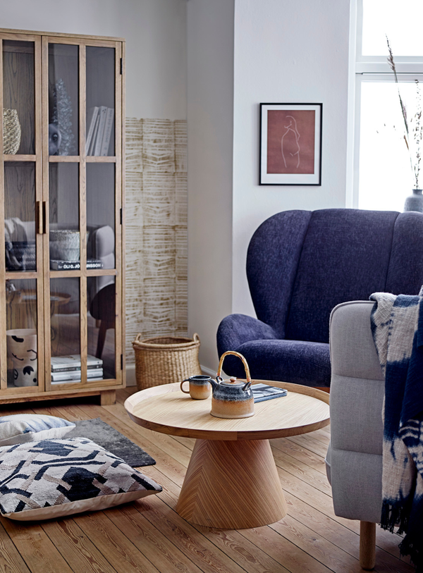 Runder Couchtisch aus Eichenfurnier in Natur