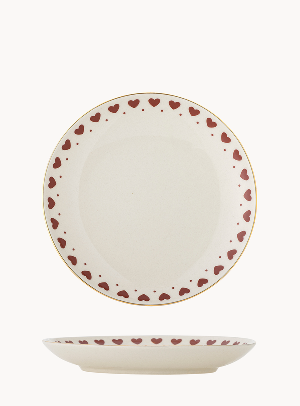 Herzmotiv-Teller in bunt aus Steingut