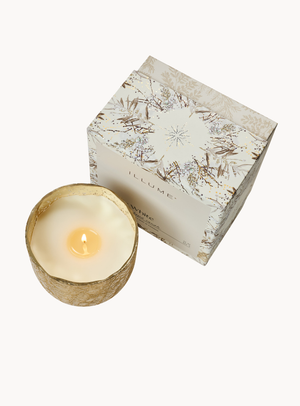 Winter White Duftkerze in Weiß im großen Crackle-Glas