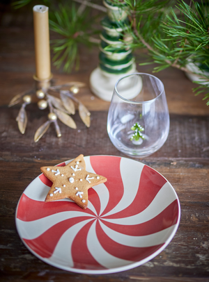 Spiralmuster Teller in natur aus Steingut