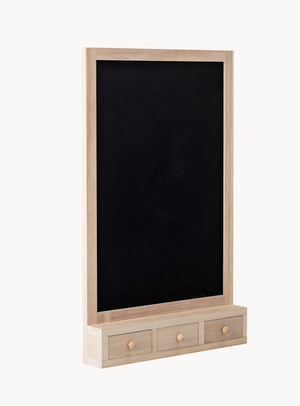 Schwarze Kindertafel mit Aufbewahrungsschubladen