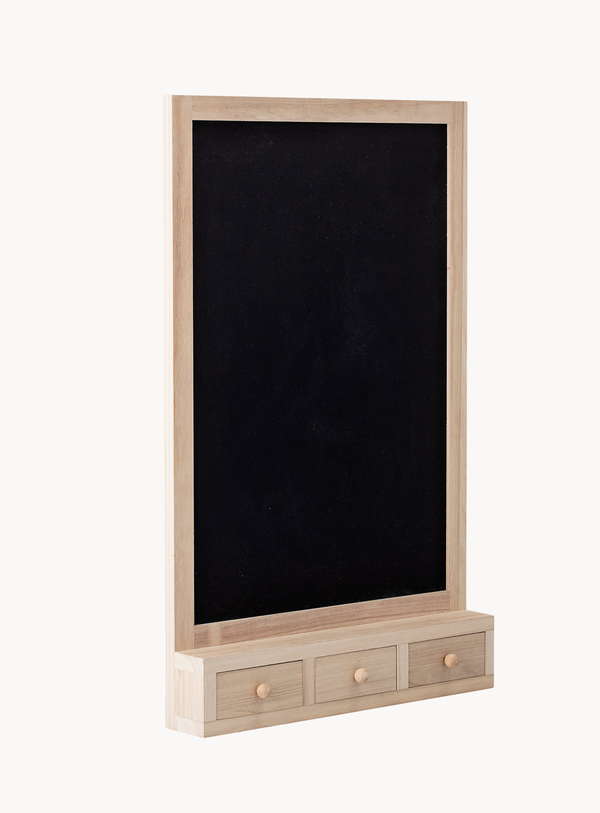 Schwarze Kindertafel mit Aufbewahrungsschubladen