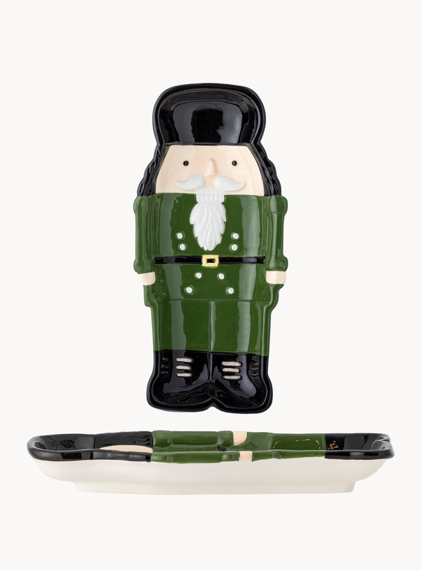 Nussknacker Servierplatte in grün aus Steingut