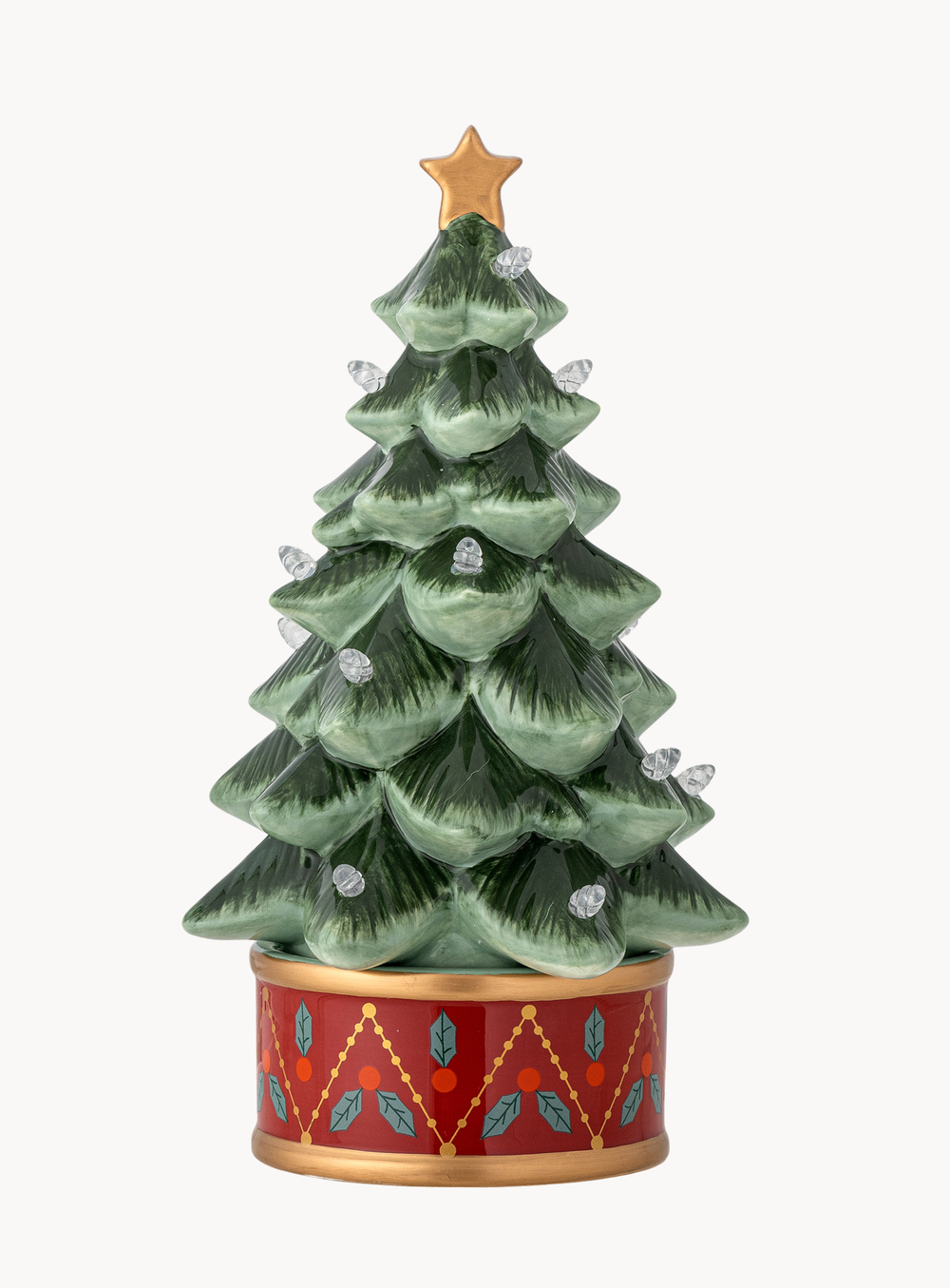 Deko-Weihnachtsbaum mit Licht in grün aus Keramik