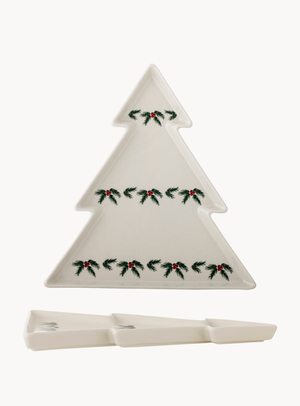 Berry Servierplatte in weiß aus Steingut