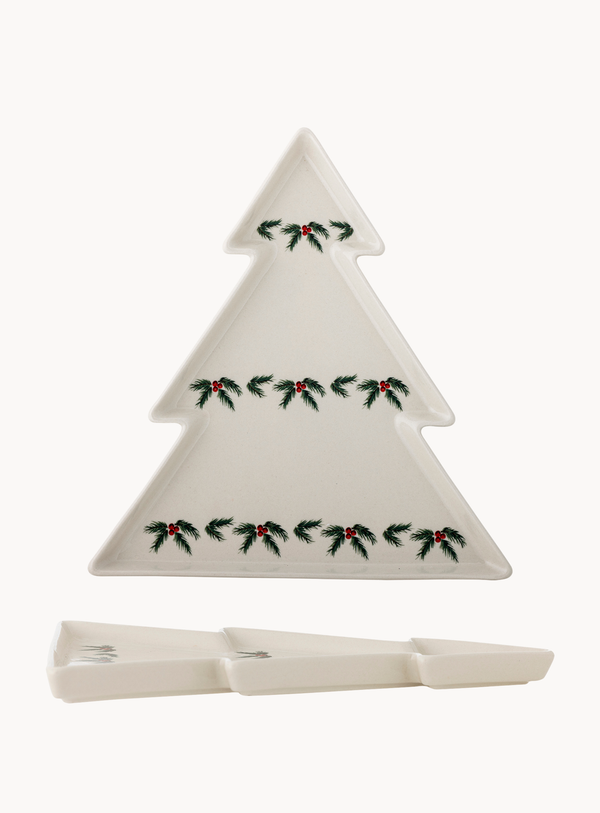 Berry Servierplatte in weiß aus Steingut